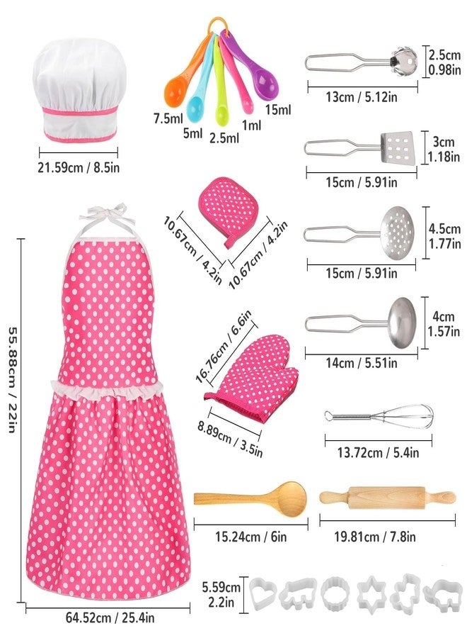 MEIDAYAI Kids Cooking Baking Set , Kids Kitchen Pretend Play Toys, Children Chef Role Play Costume Set - Chef Hat and Matching Pink Apron, Birthday Xmas Gifts for 3-8 Year Old Girls Toys - Image 2